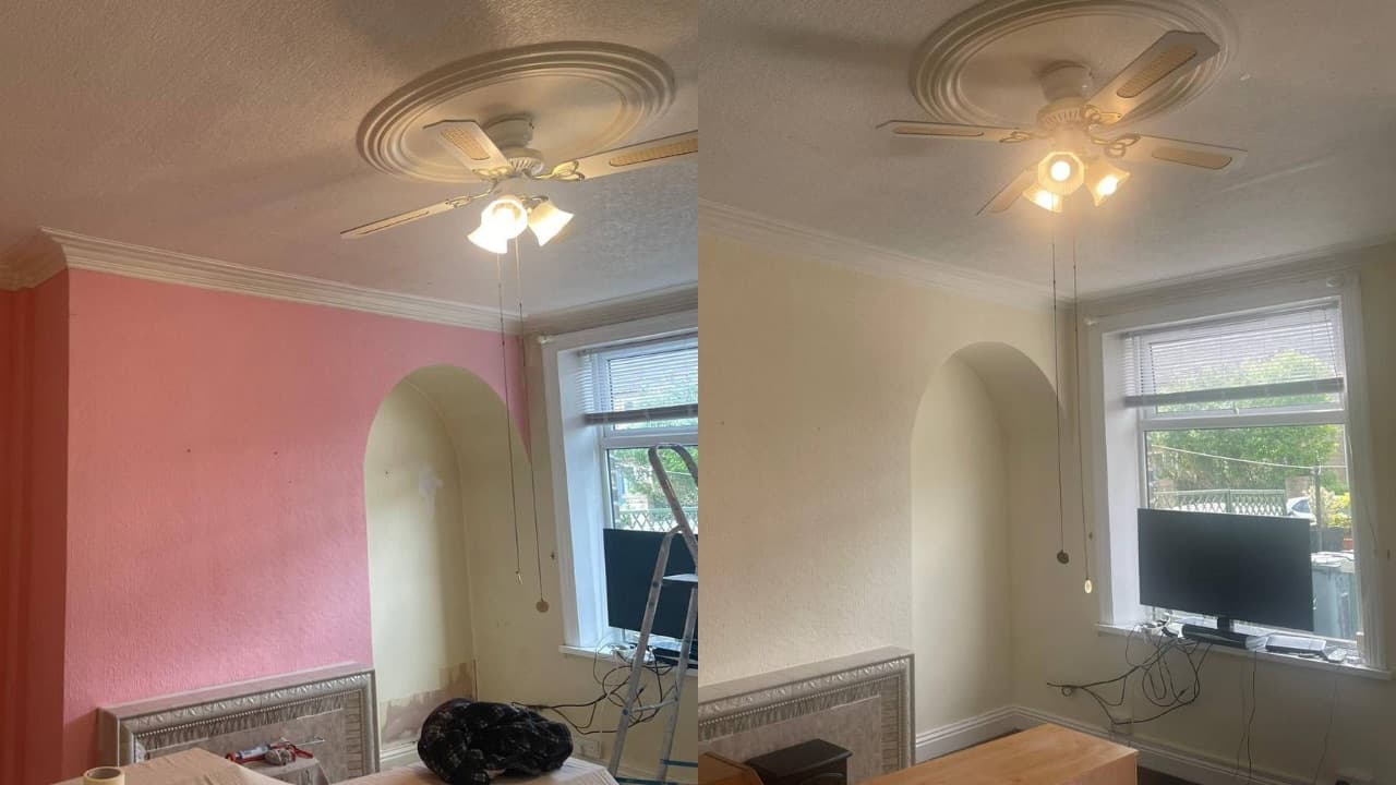 Professional living room painting in birmingham project completed by Adam verified tradespeople